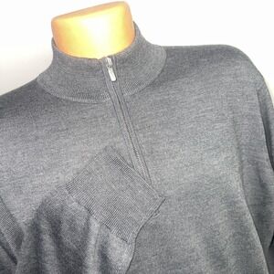 Peter Millar Sweater Mens L Gray 1/4 Zip Mock Neck Wool Knit Credit One Logo